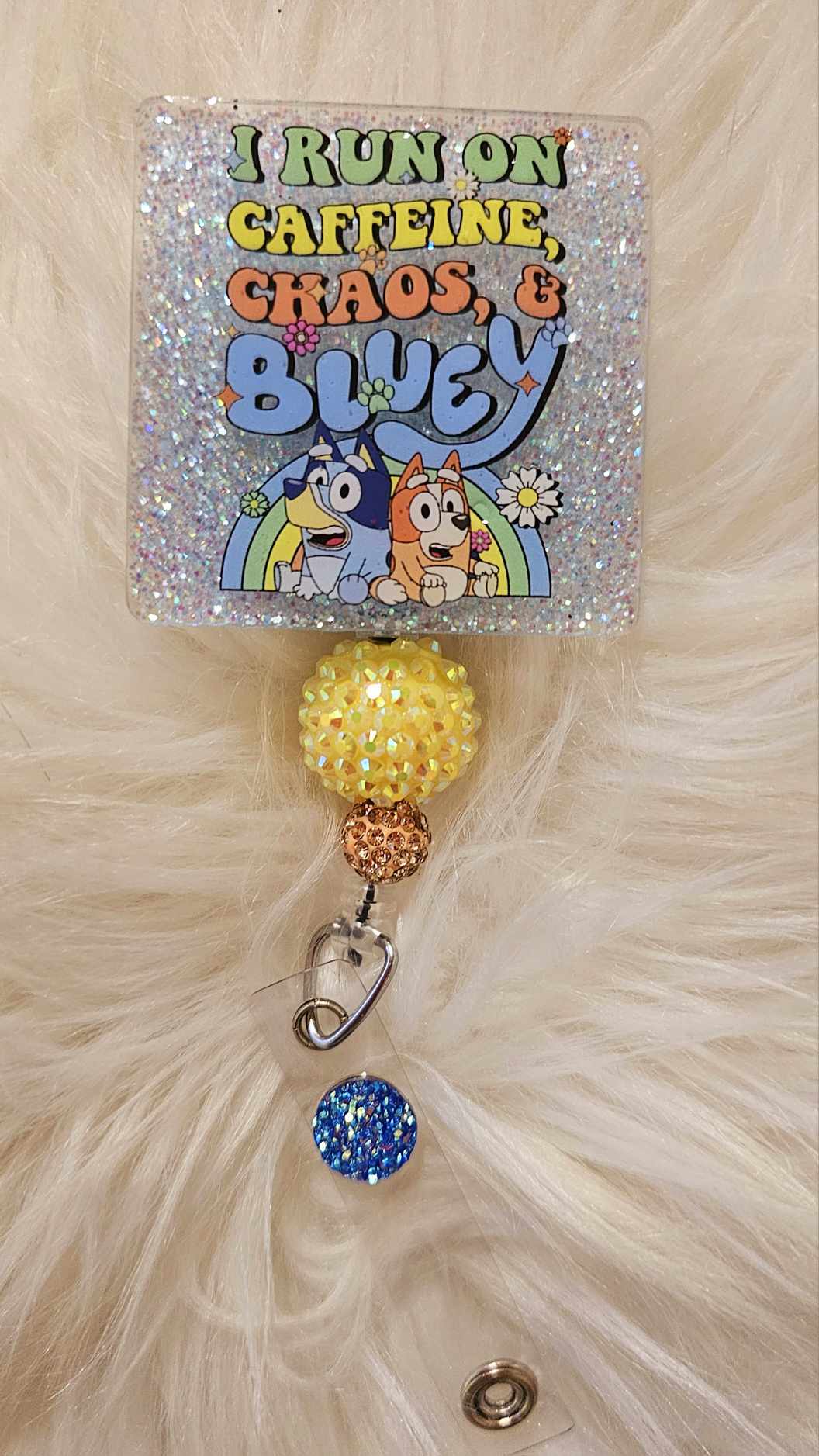 I Run On Caffeine & Bluey Badge Reel