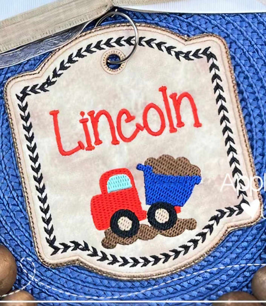 Embroidery Dump Truck Bag Tag